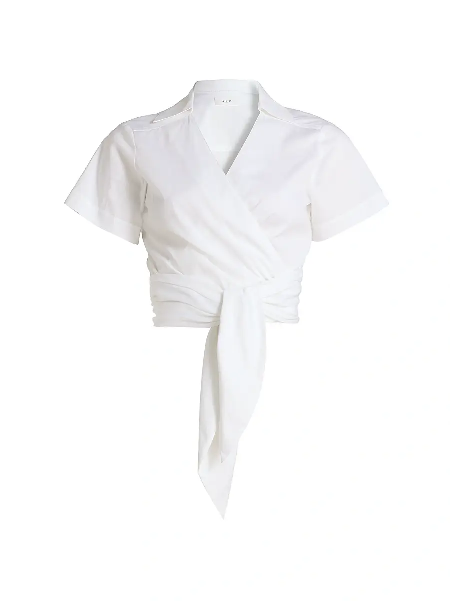 A.L.C. Women's Brielle Cotton Wrap Top - White - Size 14 | Image 1 A.L.C. Women's Brielle Cotton Wrap Top - White - Size 14 | Image 1