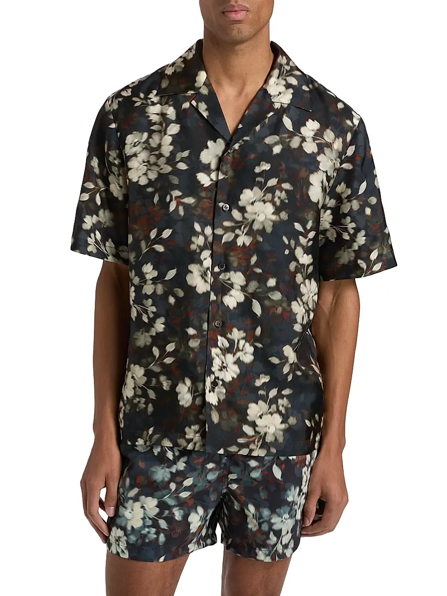 Simkhai Men's Casper Floral Silk Shirt | Thumbnail 3