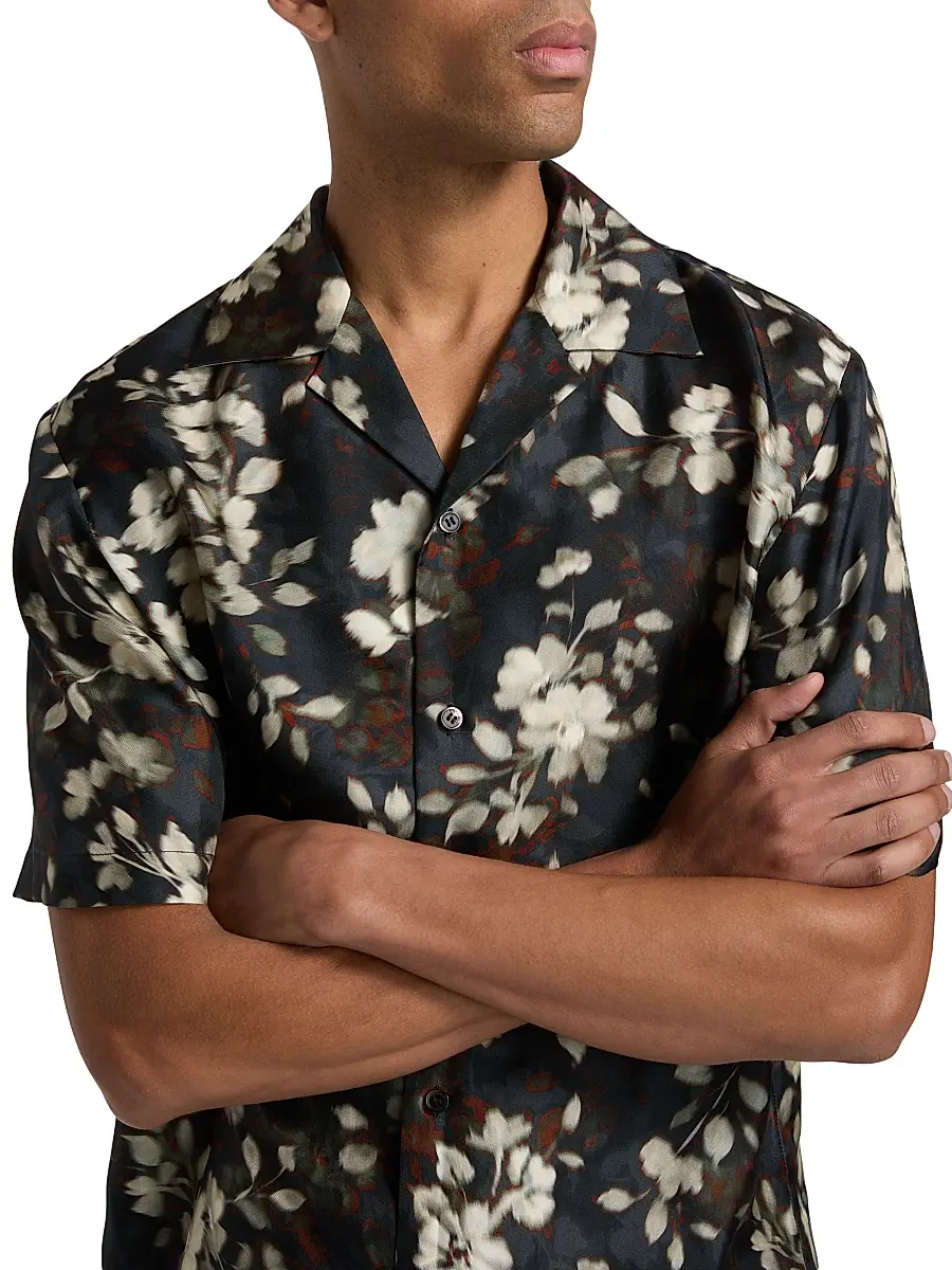 Simkhai Men's Casper Floral Silk Shirt | Thumbnail 6