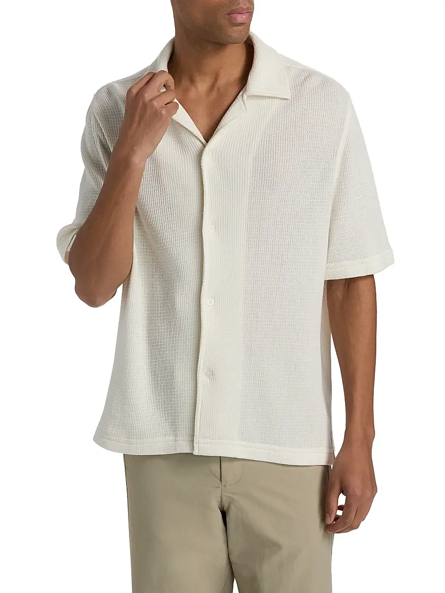 Simkhai Men's Troy Rib-Knit Shirt | Thumbnail 3