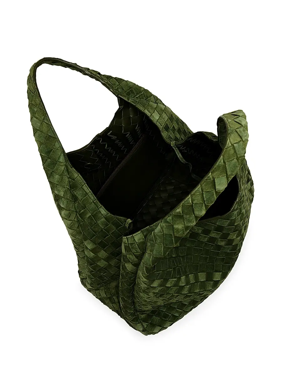 Bottega Veneta Women's Campana Large Intrecciato-Suede Shoulder Bag | Thumbnail 3 Bottega Veneta Women's Campana Large Intrecciato-Suede Shoulder Bag | Thumbnail 3