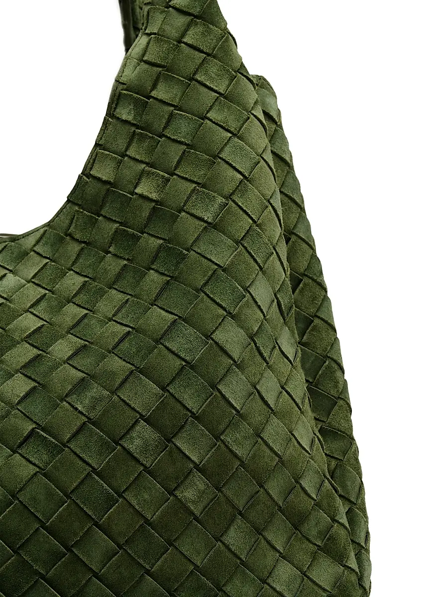 Bottega Veneta Women's Campana Large Intrecciato-Suede Shoulder Bag | Thumbnail 6 Bottega Veneta Women's Campana Large Intrecciato-Suede Shoulder Bag | Thumbnail 6