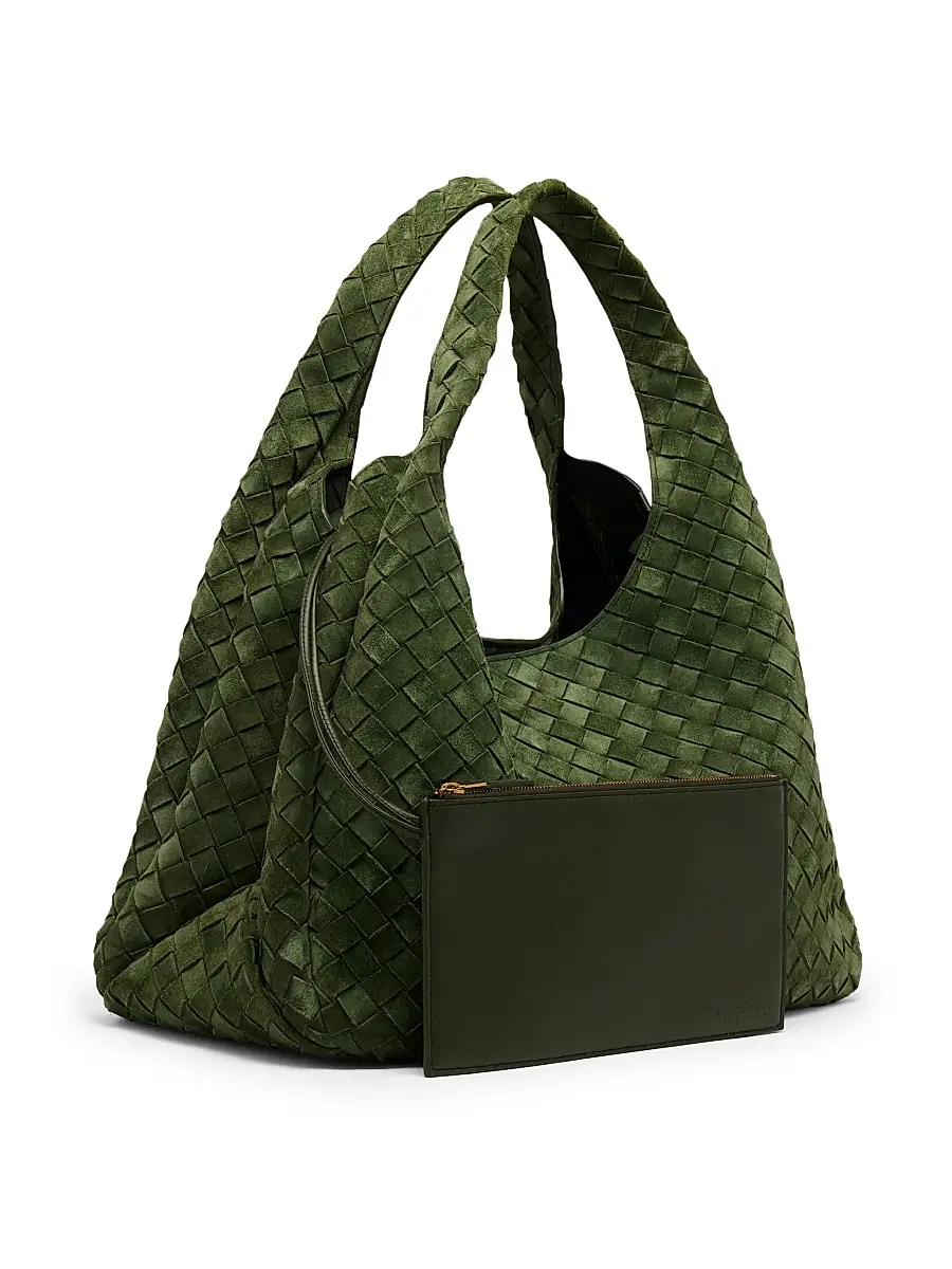 Bottega Veneta Women's Campana Large Intrecciato-Suede Shoulder Bag | Thumbnail 8 Bottega Veneta Women's Campana Large Intrecciato-Suede Shoulder Bag | Thumbnail 8
