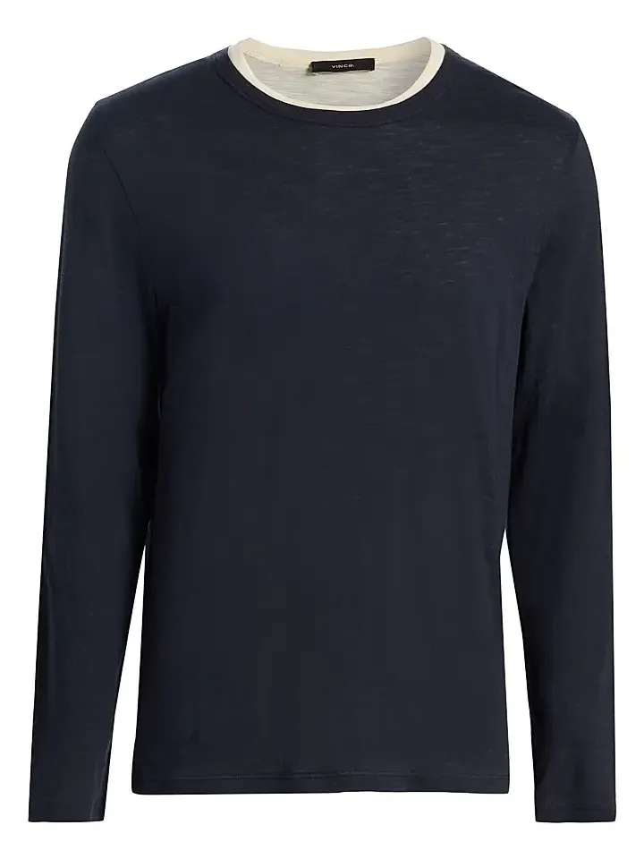 Vince Men's Fine Slub Cotton Double-Layer Crewneck T-Shirt