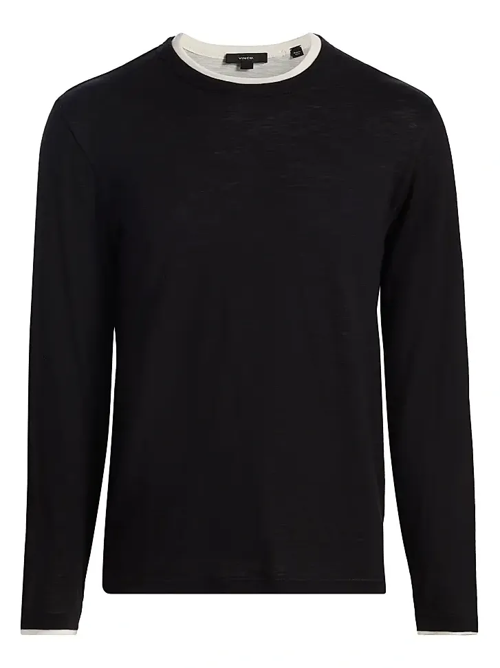 Vince Men's Fine Slub Cotton Double-Layer Crewneck T-Shirt