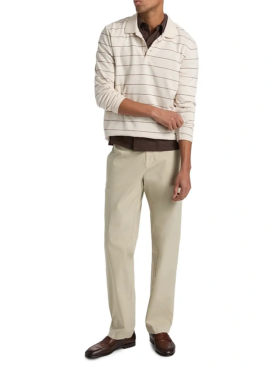 Vince Men's Striped Long-Sleeve Polo Shirt | Thumbnail 2 Vince Men's Striped Long-Sleeve Polo Shirt | Thumbnail 2