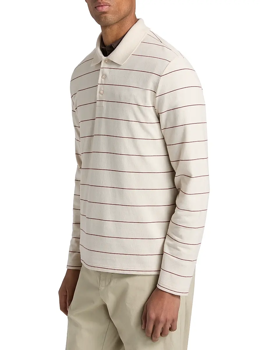 Vince Men's Striped Long-Sleeve Polo Shirt | Thumbnail 4 Vince Men's Striped Long-Sleeve Polo Shirt | Thumbnail 4