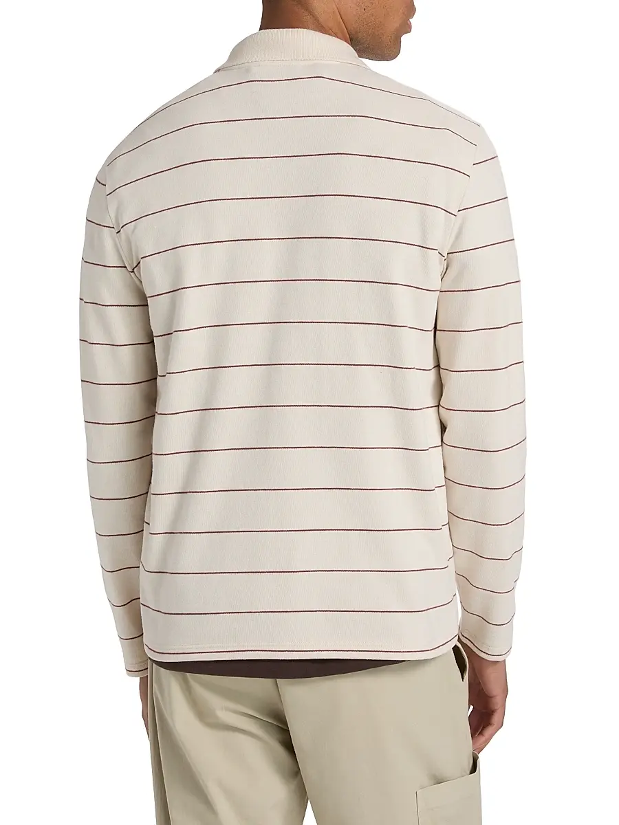 Vince Men's Striped Long-Sleeve Polo Shirt | Thumbnail 5 Vince Men's Striped Long-Sleeve Polo Shirt | Thumbnail 5