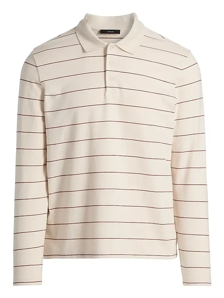 Vince Men's Striped Long-Sleeve Polo Shirt