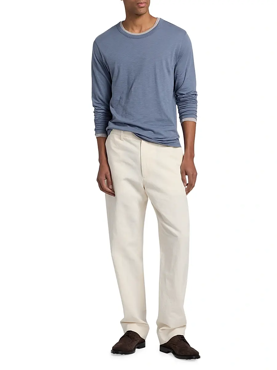 Vince Men's Fine Slub Cotton Double-Layer Crewneck T-Shirt | Thumbnail 2 Vince Men's Fine Slub Cotton Double-Layer Crewneck T-Shirt | Thumbnail 2