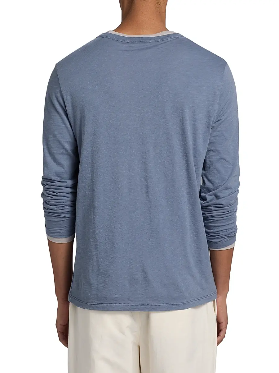 Vince Men's Fine Slub Cotton Double-Layer Crewneck T-Shirt | Thumbnail 5 Vince Men's Fine Slub Cotton Double-Layer Crewneck T-Shirt | Thumbnail 5