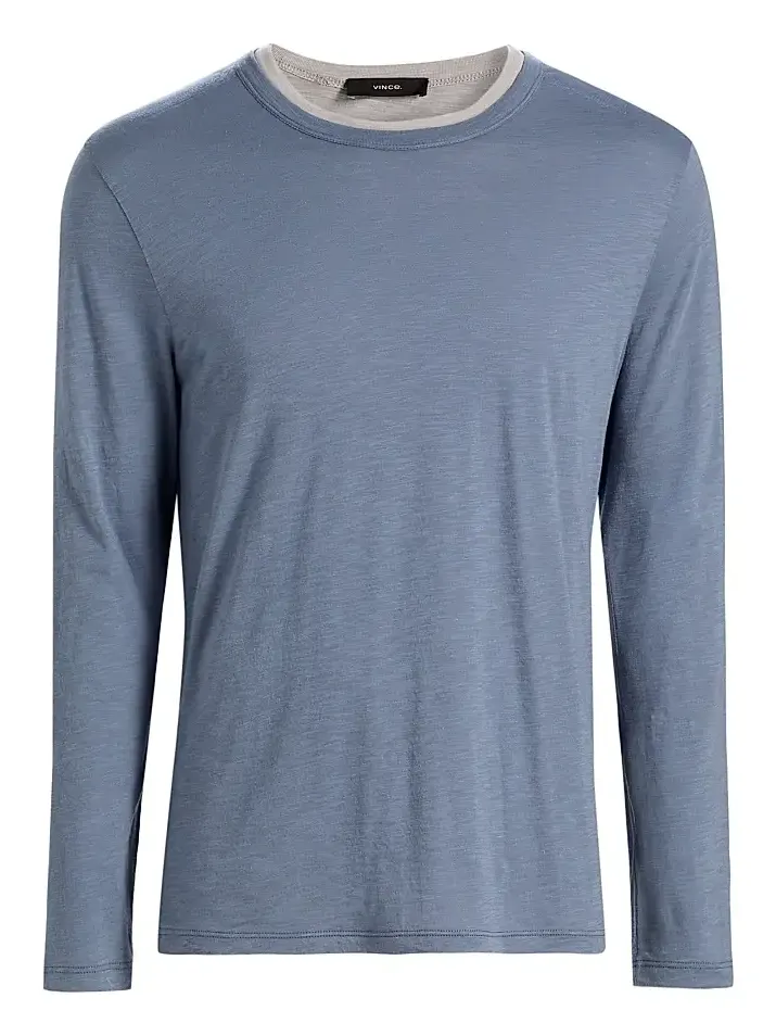Vince Men's Fine Slub Cotton Double-Layer Crewneck T-Shirt