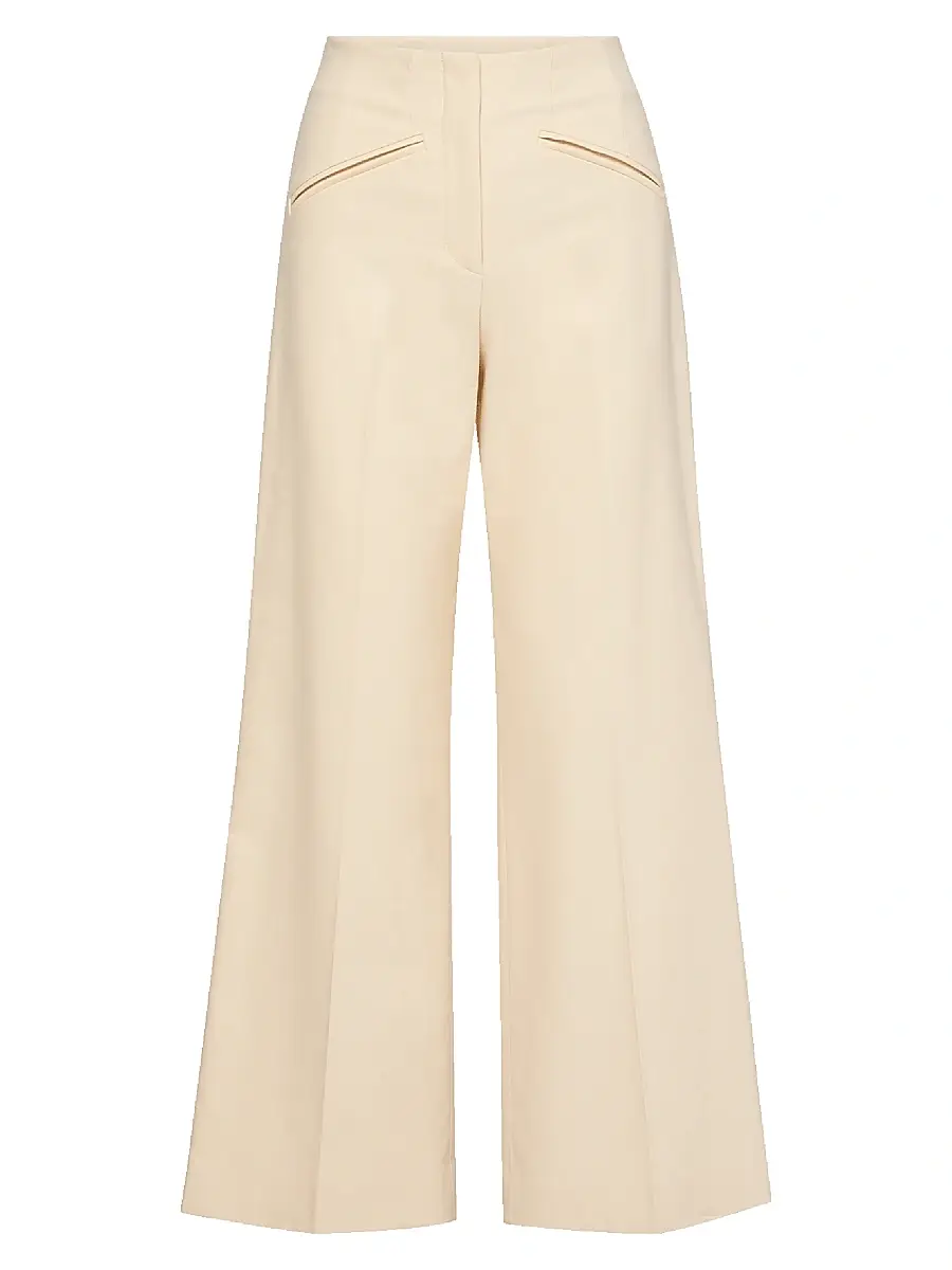 Veronica Beard Women's Cassidee Cotton-Blend Wide-Leg Pants - Ecru - Size 16 | Image 1 Veronica Beard Women's Cassidee Cotton-Blend Wide-Leg Pants - Ecru - Size 16 | Image 1