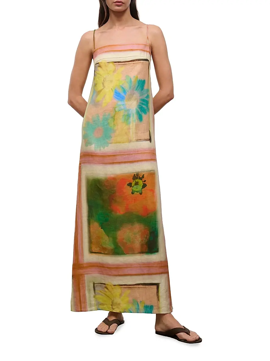 Staud Women's Laura Printed Linen Maxi Dress | Thumbnail 3