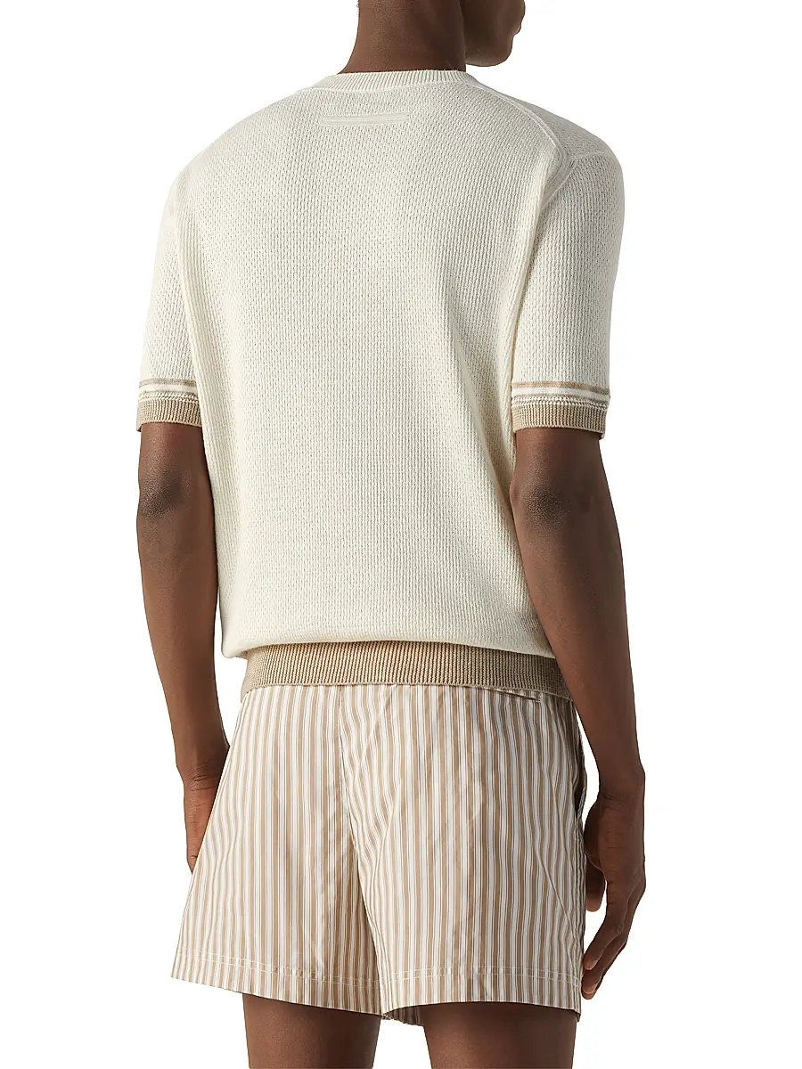 Zegna Men's Silk Linen and Cashmere Crewneck T-Shirt | Thumbnail 3 Zegna Men's Silk Linen and Cashmere Crewneck T-Shirt | Thumbnail 3