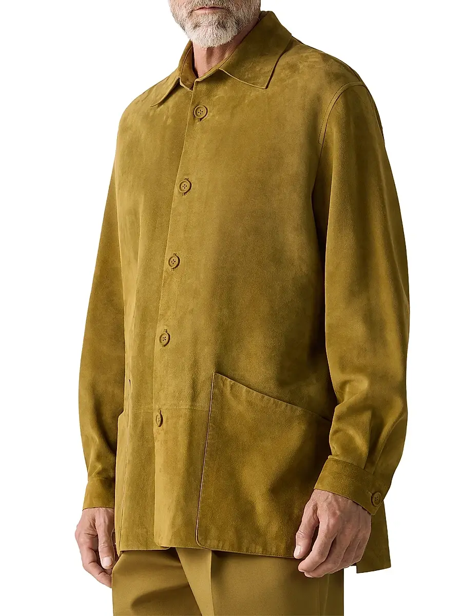 Zegna Men's Leather Overshirt | Thumbnail 2 Zegna Men's Leather Overshirt | Thumbnail 2