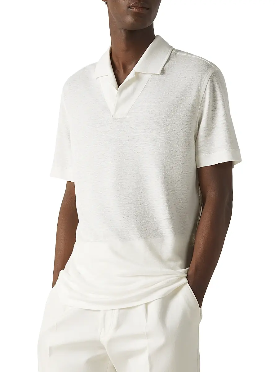 Zegna Men's Oasi Lino Polo Shirt | Thumbnail 2 Zegna Men's Oasi Lino Polo Shirt | Thumbnail 2