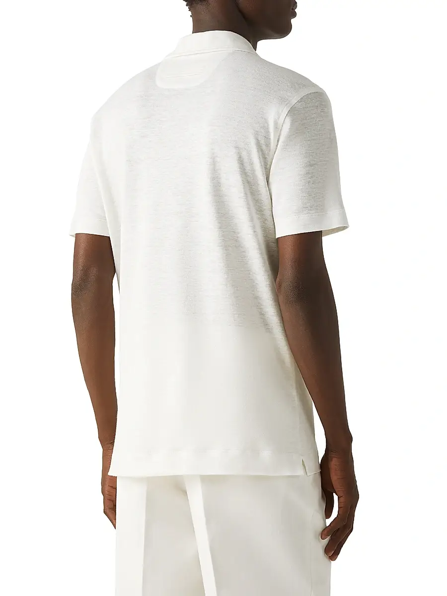 Zegna Men's Oasi Lino Polo Shirt | Thumbnail 3 Zegna Men's Oasi Lino Polo Shirt | Thumbnail 3