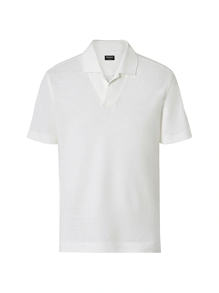 Zegna Men's Oasi Lino Polo Shirt - White | Image 1 Zegna Men's Oasi Lino Polo Shirt - White | Image 1