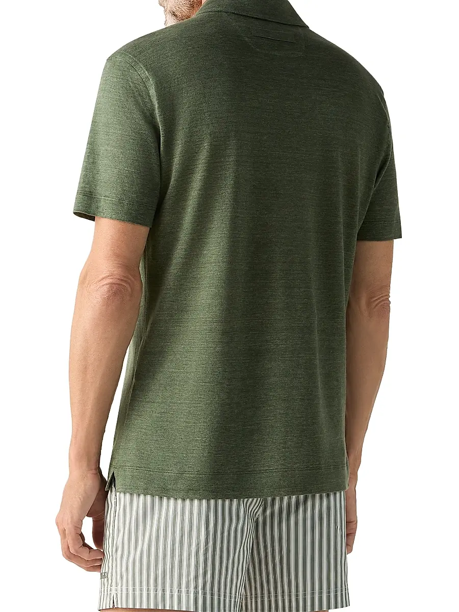 Zegna Men's Oasi Lino Polo Shirt | Thumbnail 3 Zegna Men's Oasi Lino Polo Shirt | Thumbnail 3