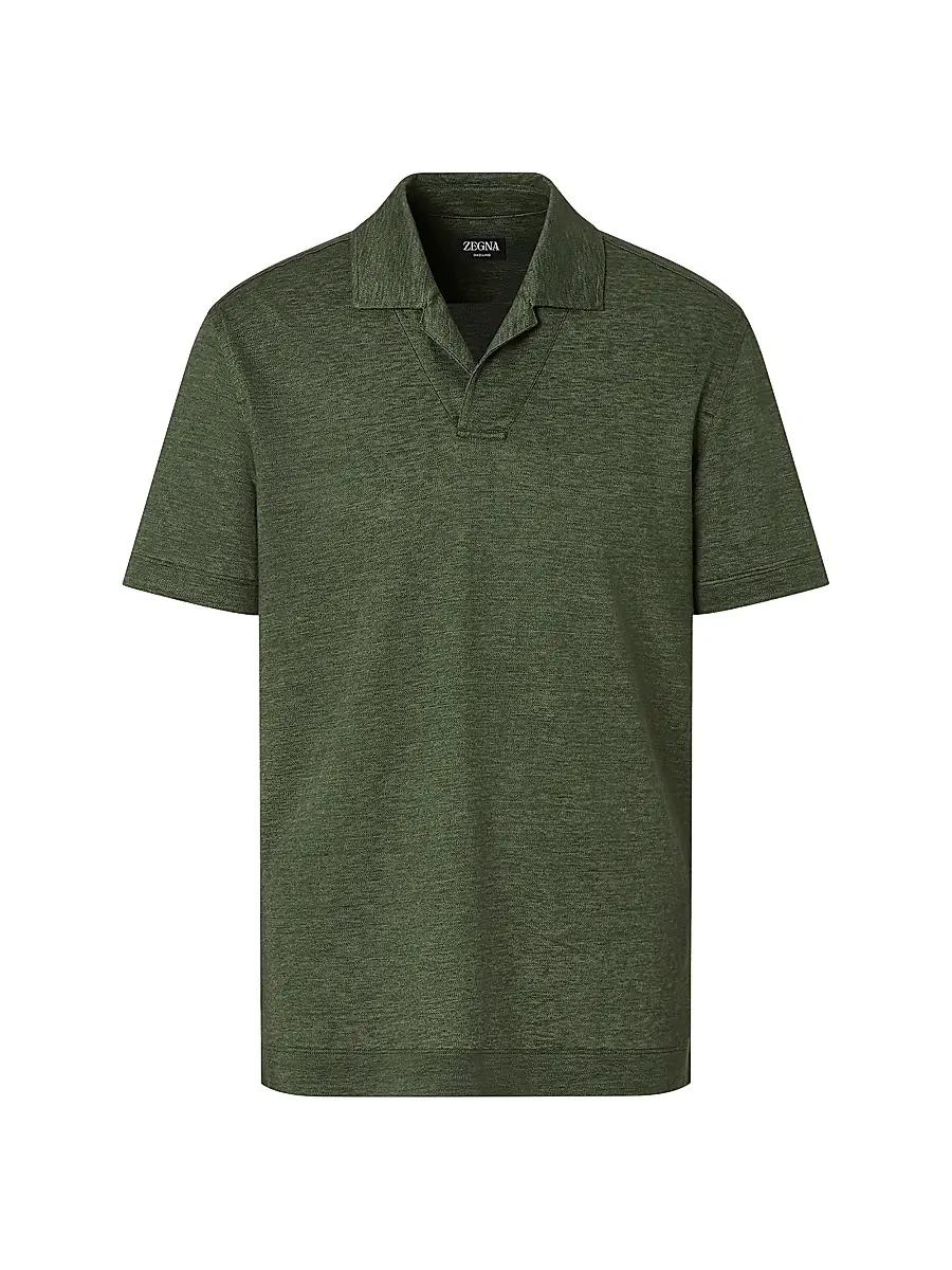 ZEGNA Men's Oasi Lino Polo Shirt - Pine Green | Image 1 ZEGNA Men's Oasi Lino Polo Shirt - Pine Green | Image 1