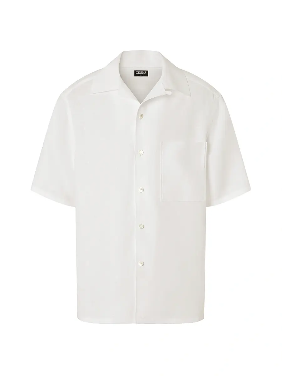Zegna Men's Oasi Lino Shirt - White | Image 1 Zegna Men's Oasi Lino Shirt - White | Image 1