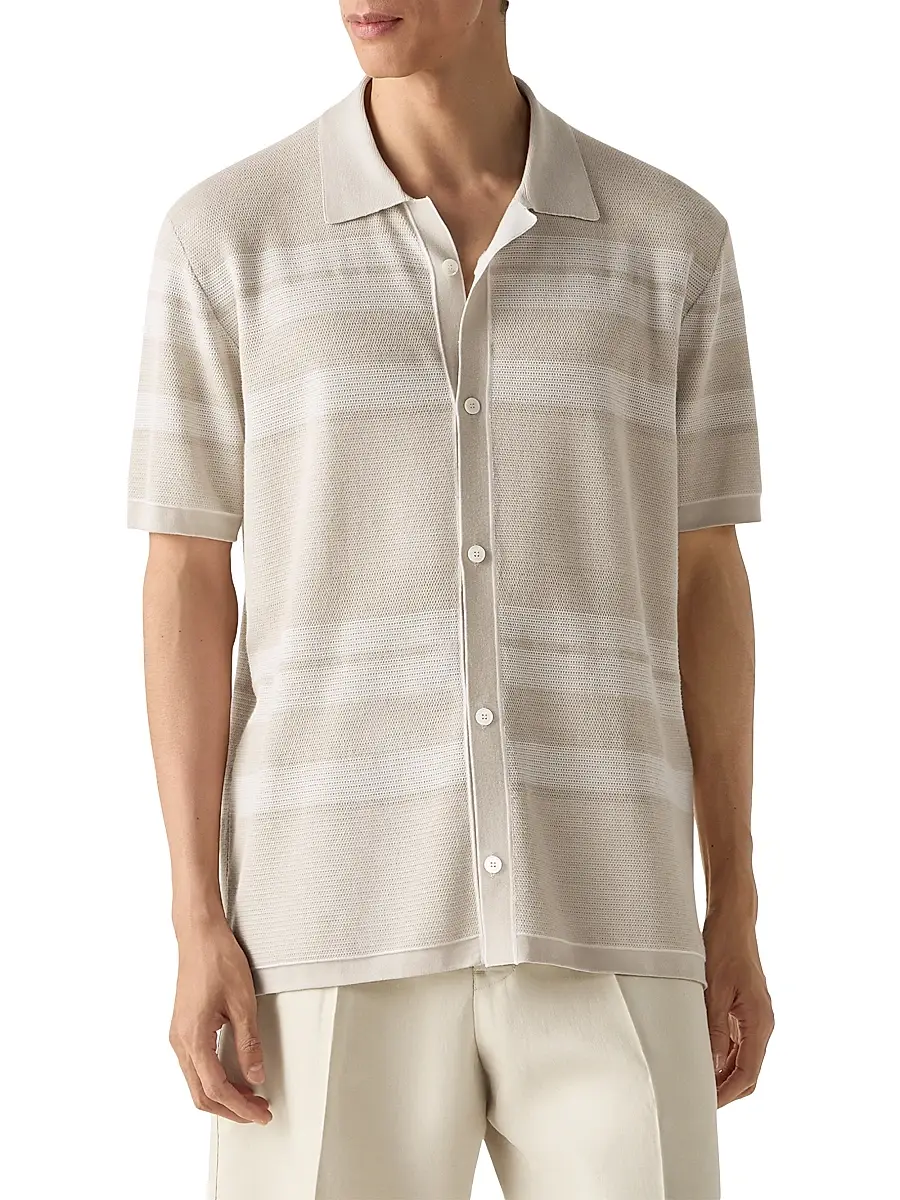 Zegna Men's Cotton and Silk Shirt | Thumbnail 2 Zegna Men's Cotton and Silk Shirt | Thumbnail 2