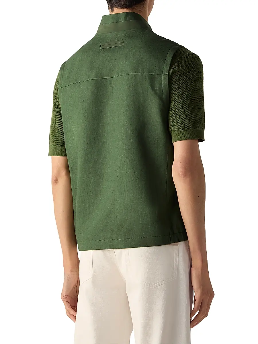 Zegna Men's Oasi Lino Vest | Thumbnail 3