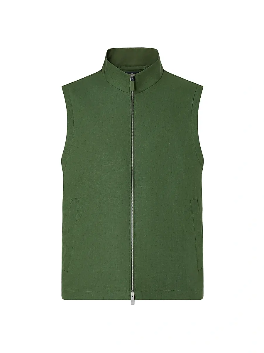 Zegna Men's Oasi Lino Vest - Pine Green | Image 1 Zegna Men's Oasi Lino Vest - Pine Green | Image 1