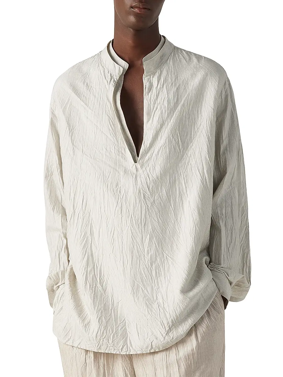 Zegna Men's Striped Silk Shirt | Thumbnail 2 Zegna Men's Striped Silk Shirt | Thumbnail 2