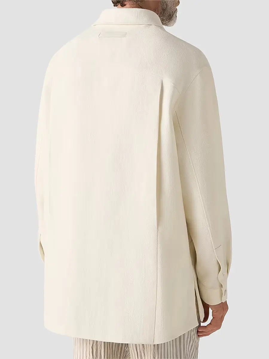 Zegna Men's Wool and Linen Overshirt | Thumbnail 4 Zegna Men's Wool and Linen Overshirt | Thumbnail 4
