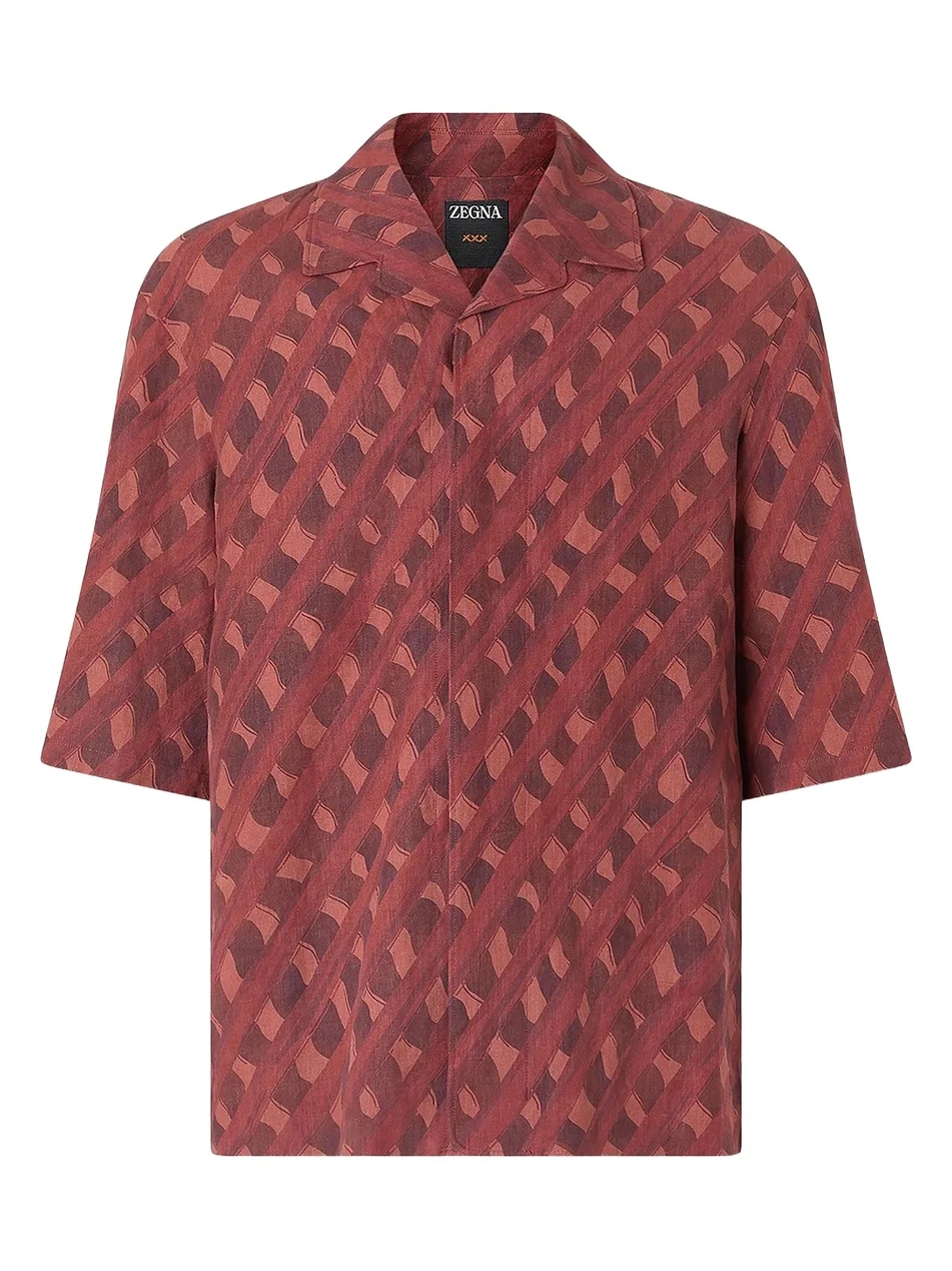 Zegna Men's Printed Linen Shirt
