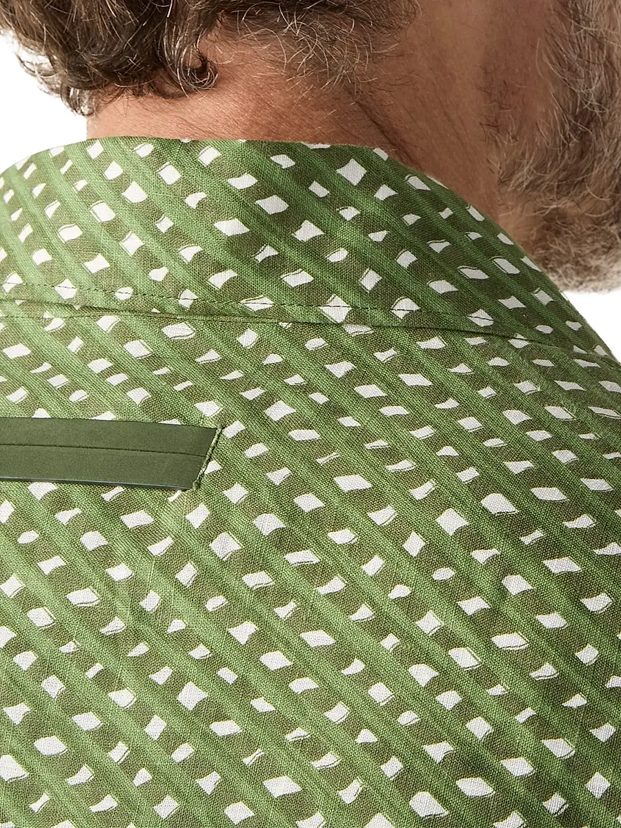 Zegna Men's Signature Printed Linen Shirt | Thumbnail 4 Zegna Men's Signature Printed Linen Shirt | Thumbnail 4
