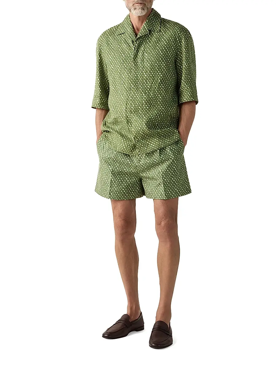 Zegna Men's Signature Printed Linen Shirt | Thumbnail 5 Zegna Men's Signature Printed Linen Shirt | Thumbnail 5