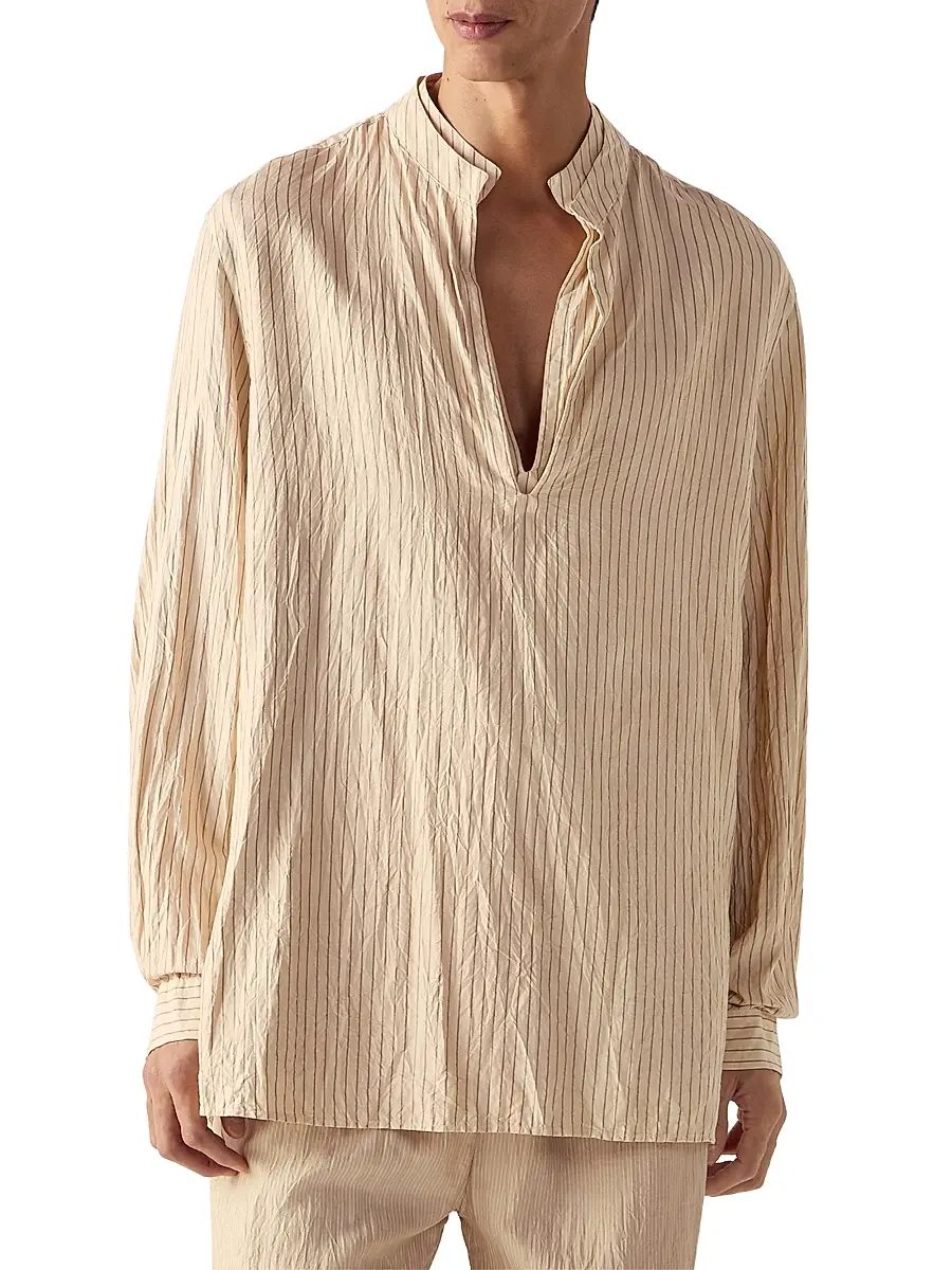 Zegna Men's Striped Silk Shirt | Thumbnail 2 Zegna Men's Striped Silk Shirt | Thumbnail 2