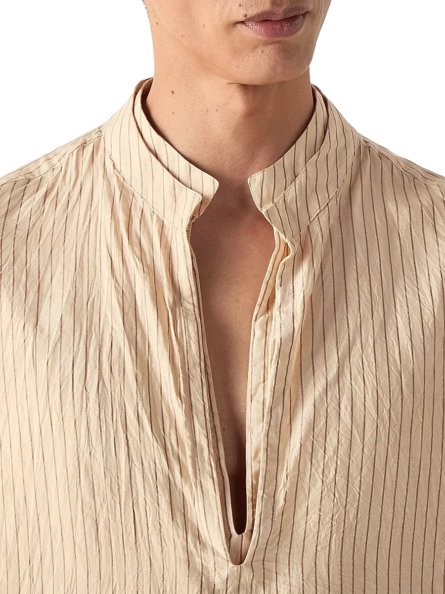 Zegna Men's Striped Silk Shirt | Thumbnail 4 Zegna Men's Striped Silk Shirt | Thumbnail 4
