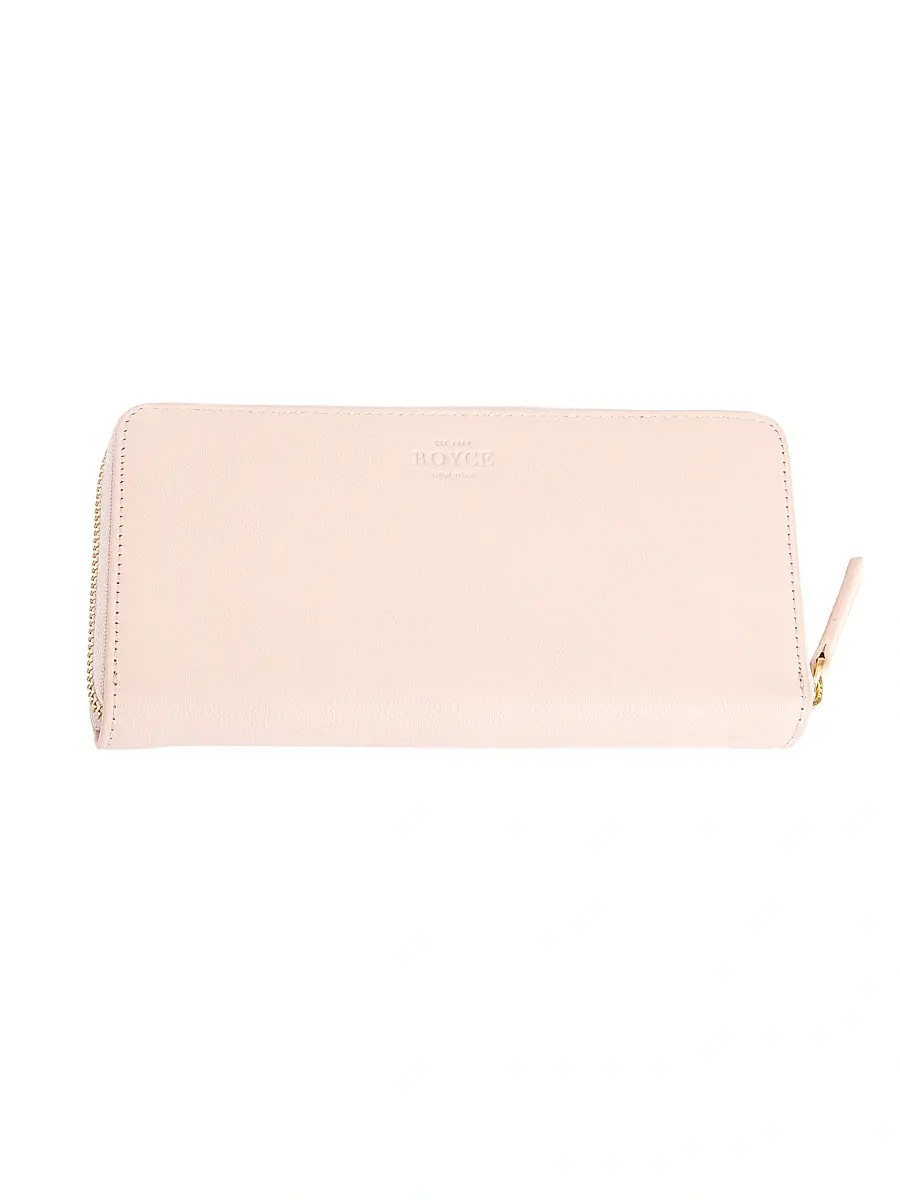 ROYCE New York Women's RFID-Blocking Zip-Around Leather Wallet - Light Pink | Image 1 ROYCE New York Women's RFID-Blocking Zip-Around Leather Wallet - Light Pink | Image 1