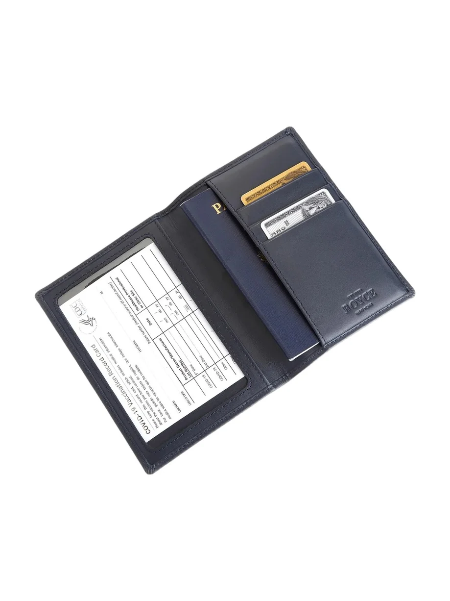 Royce New York Vaccine Card & Passport Wallet - Navy Blue