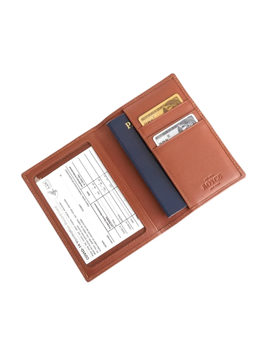 Royce New York Vaccine Card & Passport Wallet - Tan
