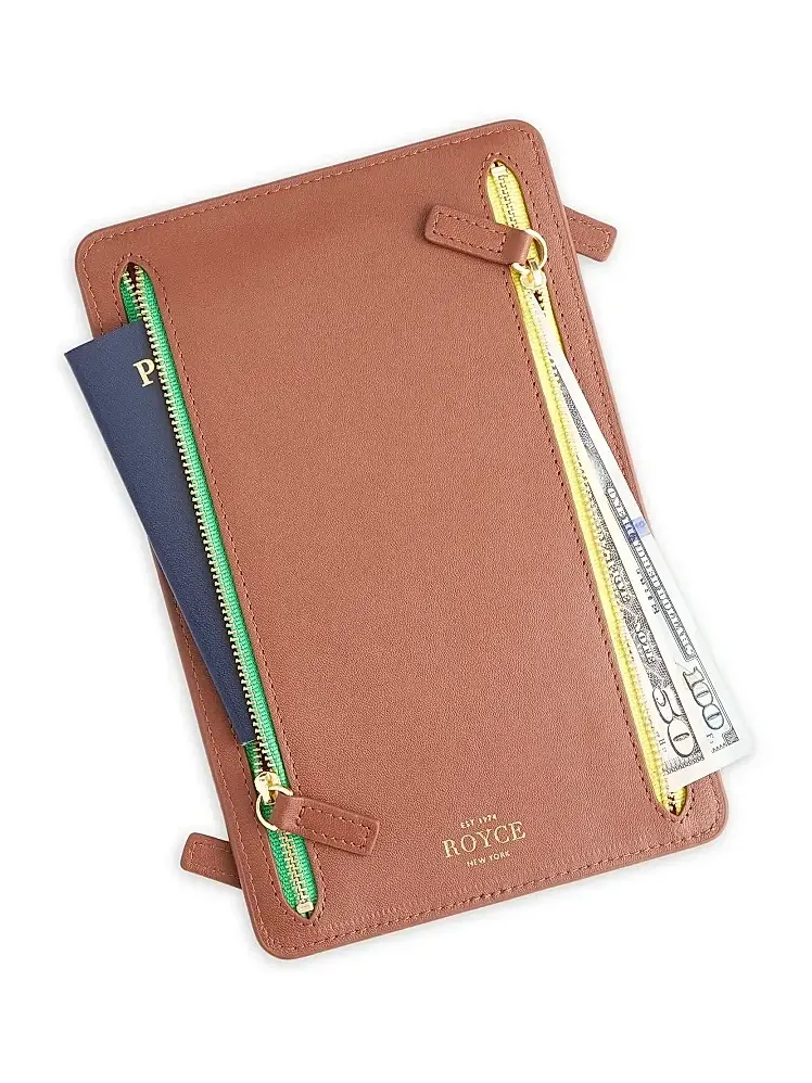 Royce New York Women's RFID-Blocking 4-Zip Leather Travel Organizer