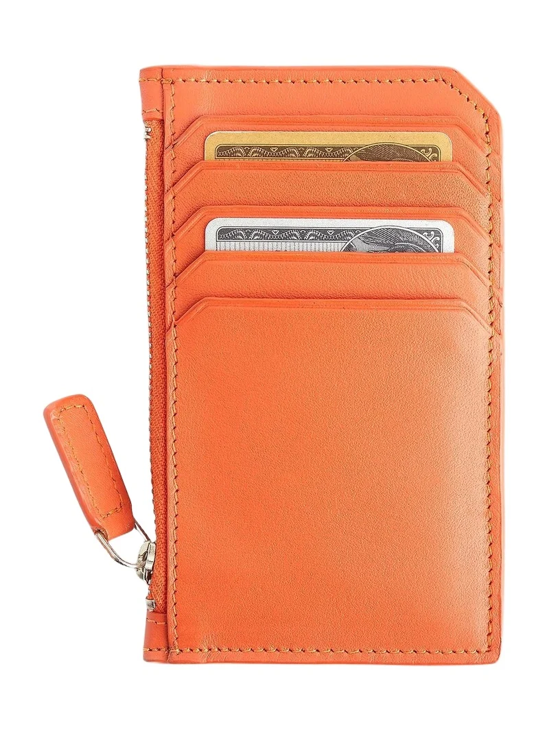 Royce New York Women's Zip Leather Card Wallet