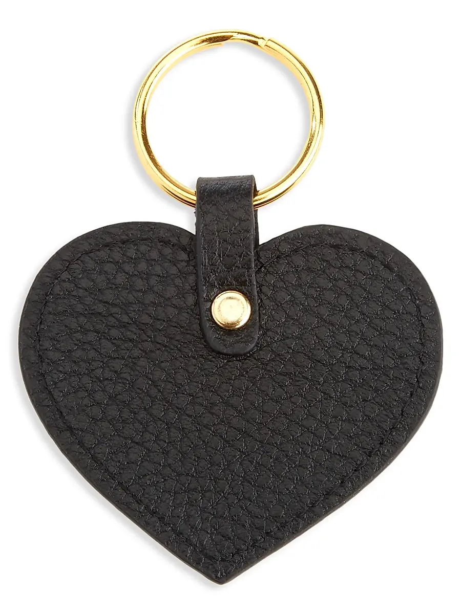 Royce New York Men's Heart-Shaped Leather Key Chain - Black | Image 1 Royce New York Men's Heart-Shaped Leather Key Chain - Black | Image 1