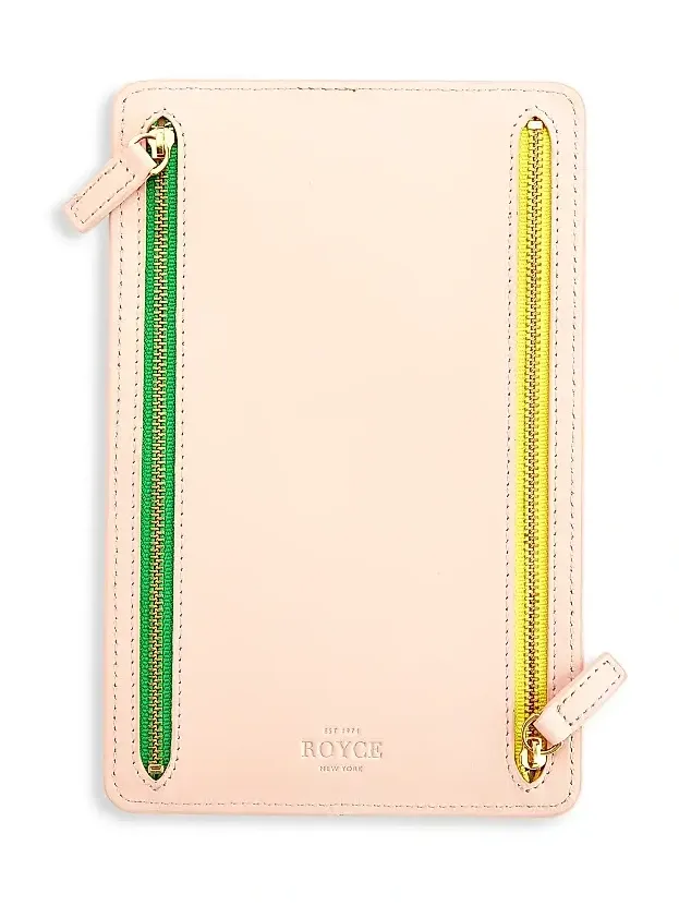Royce New York Women's RFID-Blocking 4-Zip Leather Travel Organizer