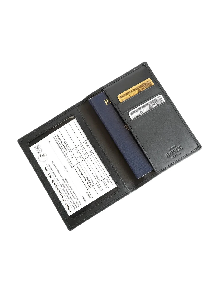 Royce New York Vaccine Card & Passport Wallet - Black