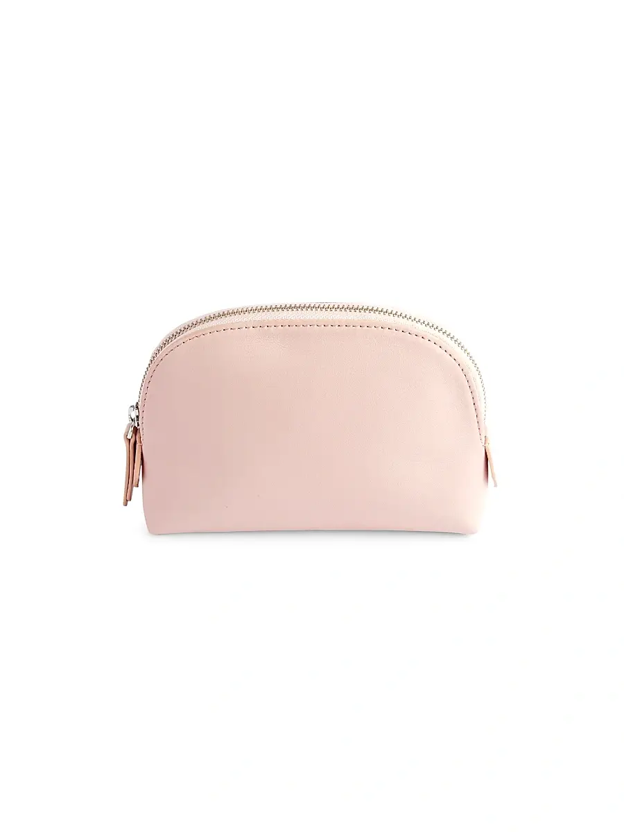 ROYCE New York Women's Compact Leather Cosmetic Bag - Blush Pink | Image 1 ROYCE New York Women's Compact Leather Cosmetic Bag - Blush Pink | Image 1