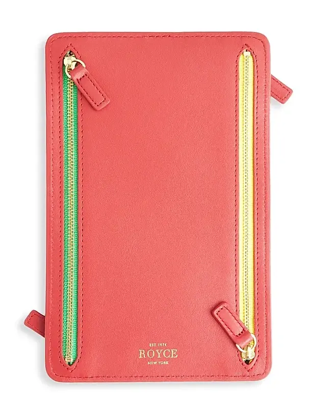 Royce New York Women's RFID-Blocking 4-Zip Leather Travel Organizer