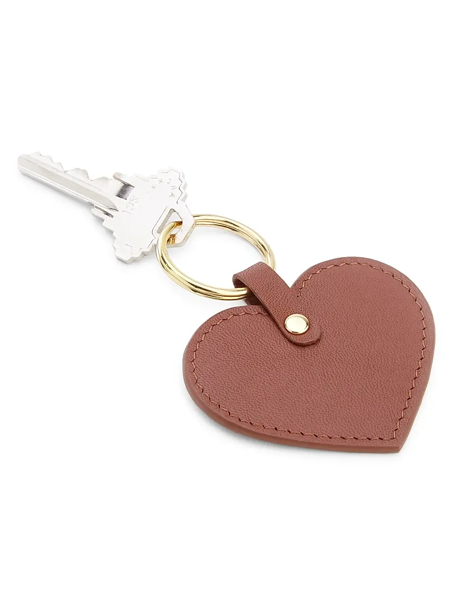 Royce New York Unisex Heart-Shaped Leather Key Chain | Thumbnail 2