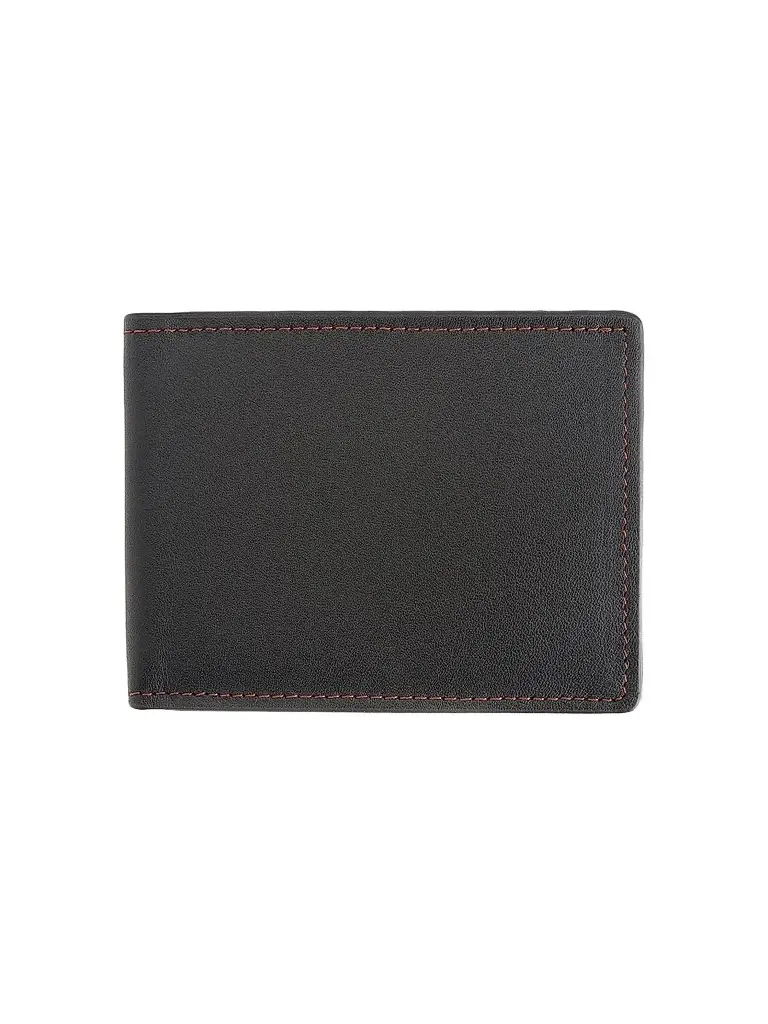 Royce New York Men's RFID-Blocking Slim Bi-Fold Leather Wallet - Black Tan | Image 1 Royce New York Men's RFID-Blocking Slim Bi-Fold Leather Wallet - Black Tan | Image 1