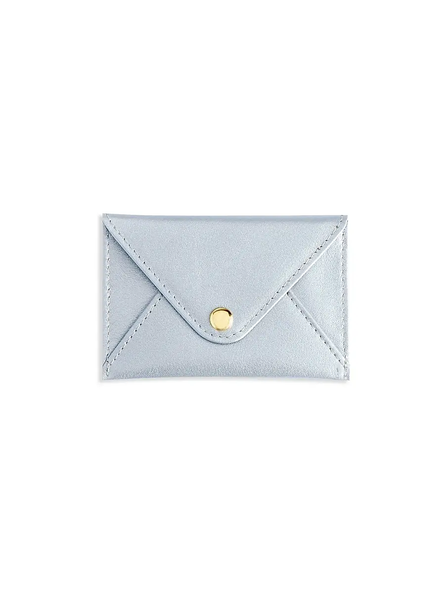 Royce New York Men's Leather Envelope Style Business Card Holder - Silver | Image 1 Royce New York Men's Leather Envelope Style Business Card Holder - Silver | Image 1