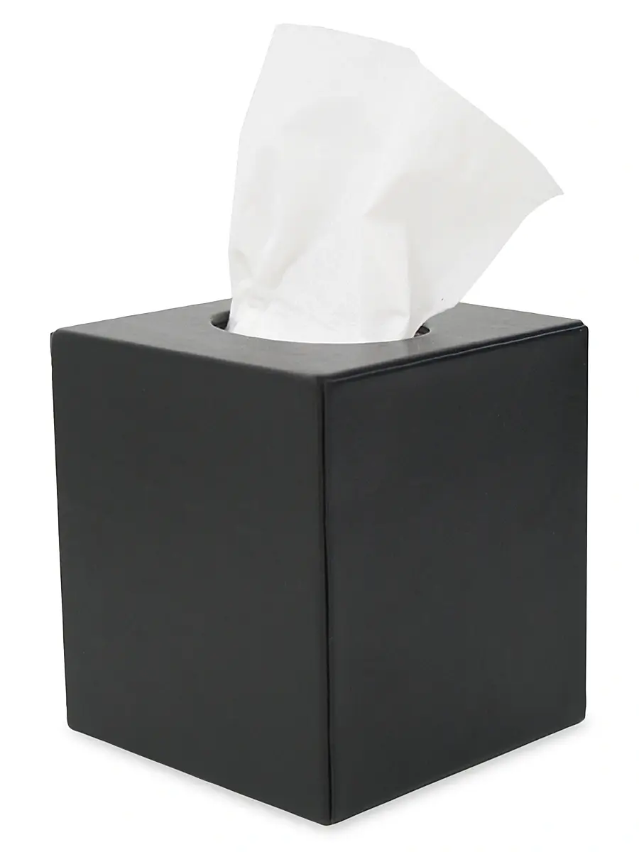 Royce New York Leather Tissue Box Cover - Black | Image 1 Royce New York Leather Tissue Box Cover - Black | Image 1